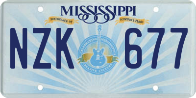 MS license plate NZK677