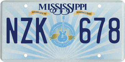 MS license plate NZK678