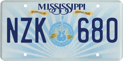MS license plate NZK680