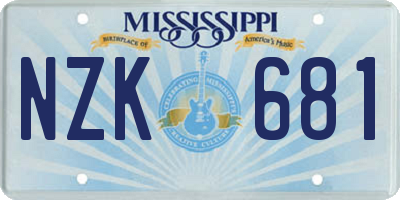 MS license plate NZK681
