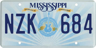 MS license plate NZK684