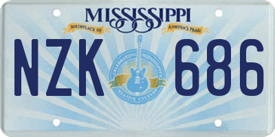 MS license plate NZK686