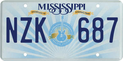 MS license plate NZK687