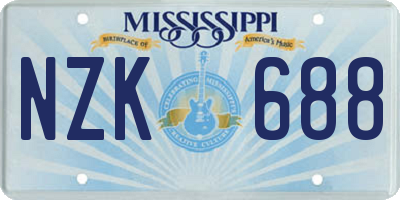 MS license plate NZK688