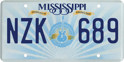 MS license plate NZK689
