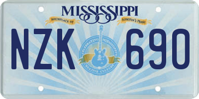MS license plate NZK690