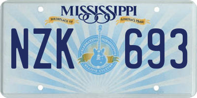 MS license plate NZK693
