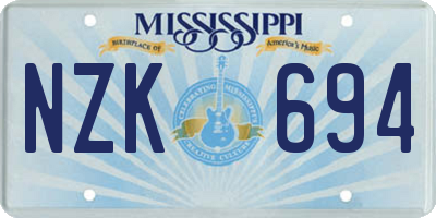 MS license plate NZK694
