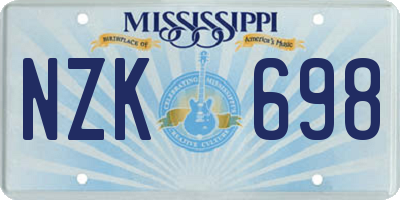 MS license plate NZK698