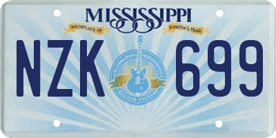 MS license plate NZK699