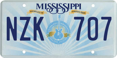 MS license plate NZK707