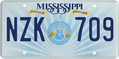 MS license plate NZK709