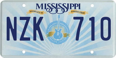 MS license plate NZK710