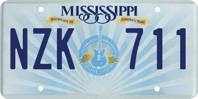 MS license plate NZK711