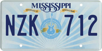 MS license plate NZK712