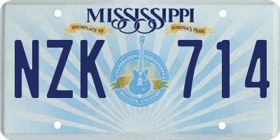 MS license plate NZK714