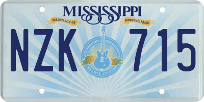 MS license plate NZK715