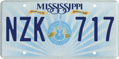 MS license plate NZK717