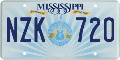 MS license plate NZK720