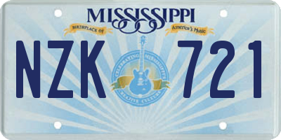 MS license plate NZK721