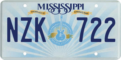 MS license plate NZK722