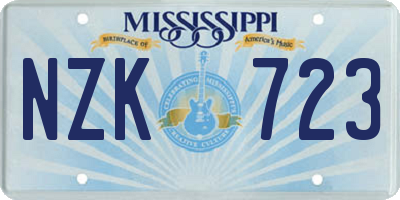 MS license plate NZK723