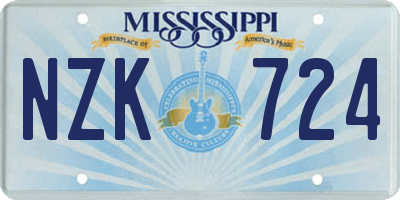 MS license plate NZK724