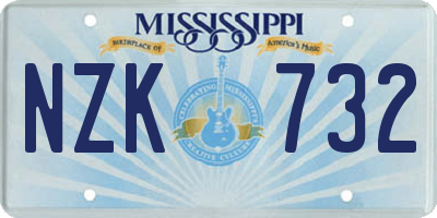 MS license plate NZK732