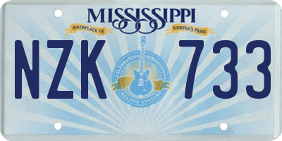 MS license plate NZK733