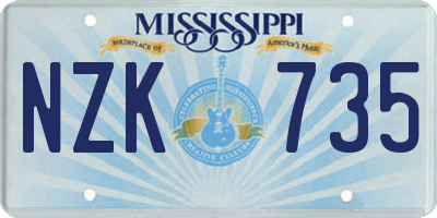 MS license plate NZK735