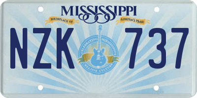 MS license plate NZK737