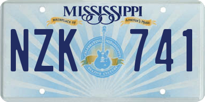 MS license plate NZK741