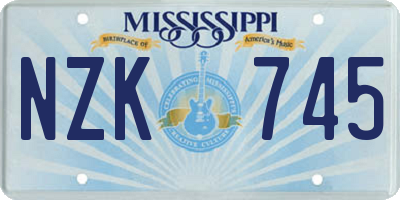 MS license plate NZK745