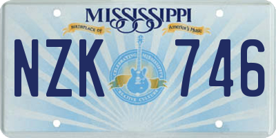MS license plate NZK746