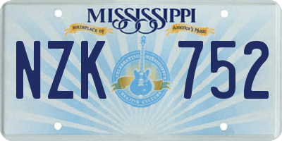 MS license plate NZK752