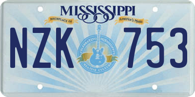 MS license plate NZK753