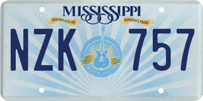 MS license plate NZK757