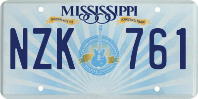 MS license plate NZK761