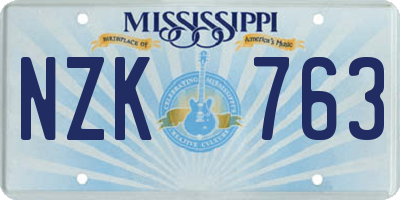 MS license plate NZK763
