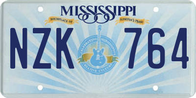 MS license plate NZK764