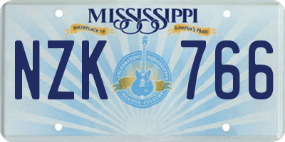 MS license plate NZK766