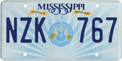 MS license plate NZK767