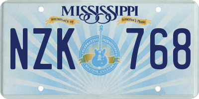 MS license plate NZK768