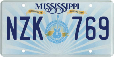 MS license plate NZK769