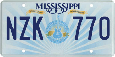MS license plate NZK770
