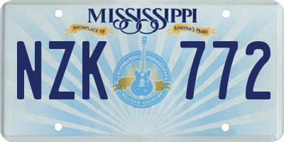 MS license plate NZK772