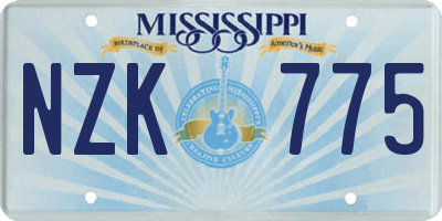 MS license plate NZK775
