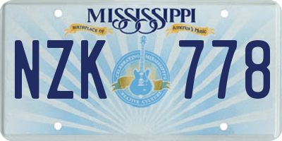 MS license plate NZK778