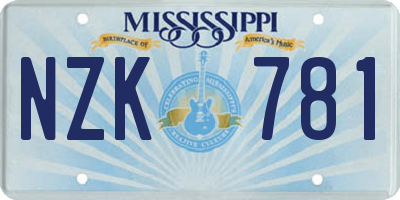MS license plate NZK781