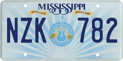 MS license plate NZK782